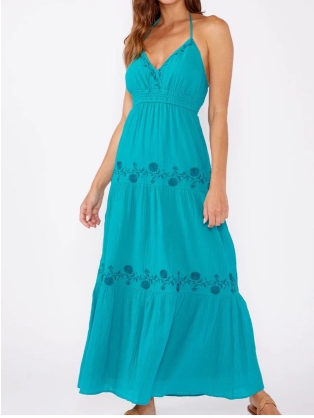 Lovestitch Embroidered Halter Maxi Dress | size L | NWT - Picture 3 of 5
